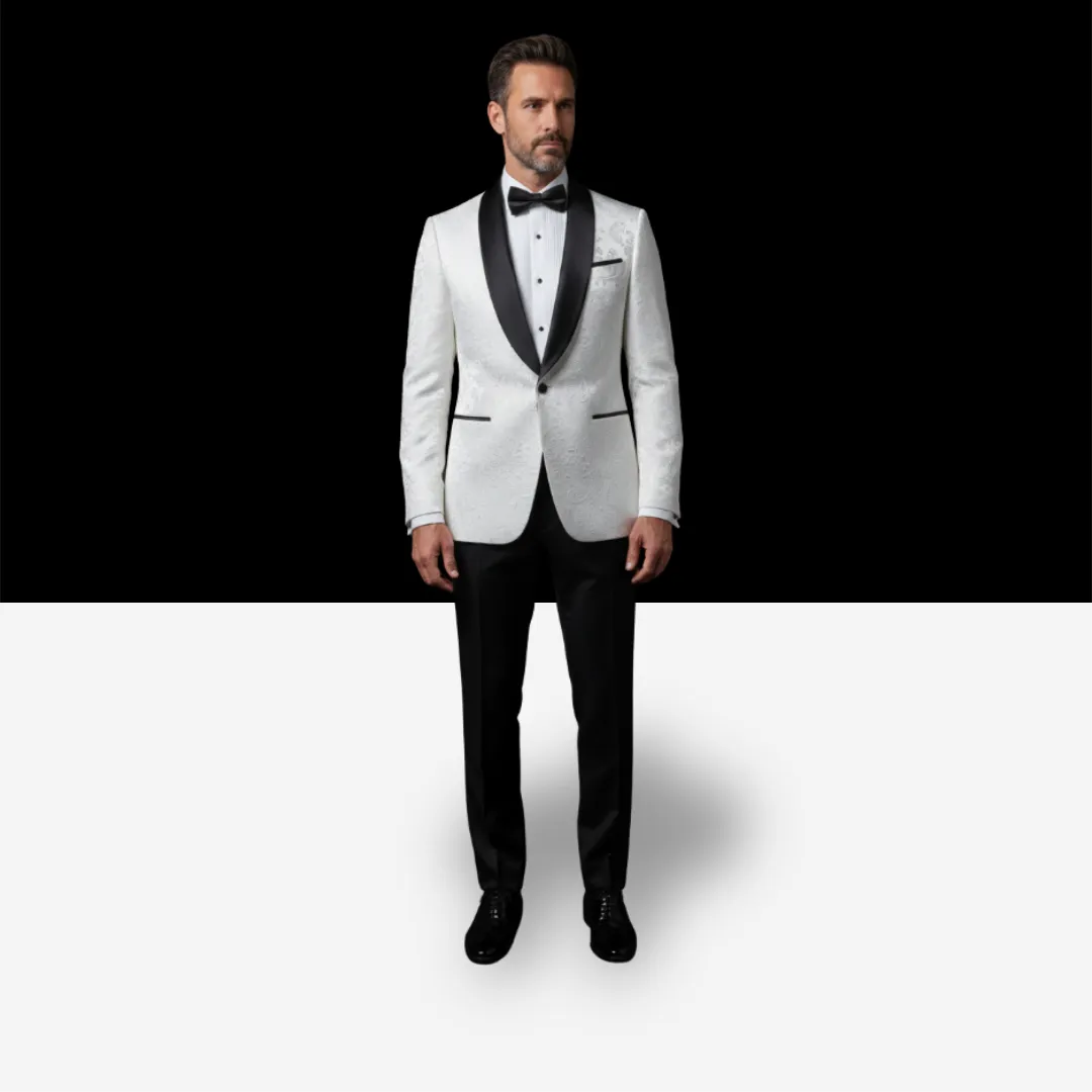 White jacquard dinner jacket